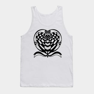 Dimensional heart Geometry made from black color isolated on white background Tank Top